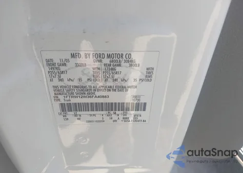 2006 Ford F-150 Xlt z USA, uszkodzony, nr VIN 1FTRW12W36FA40883